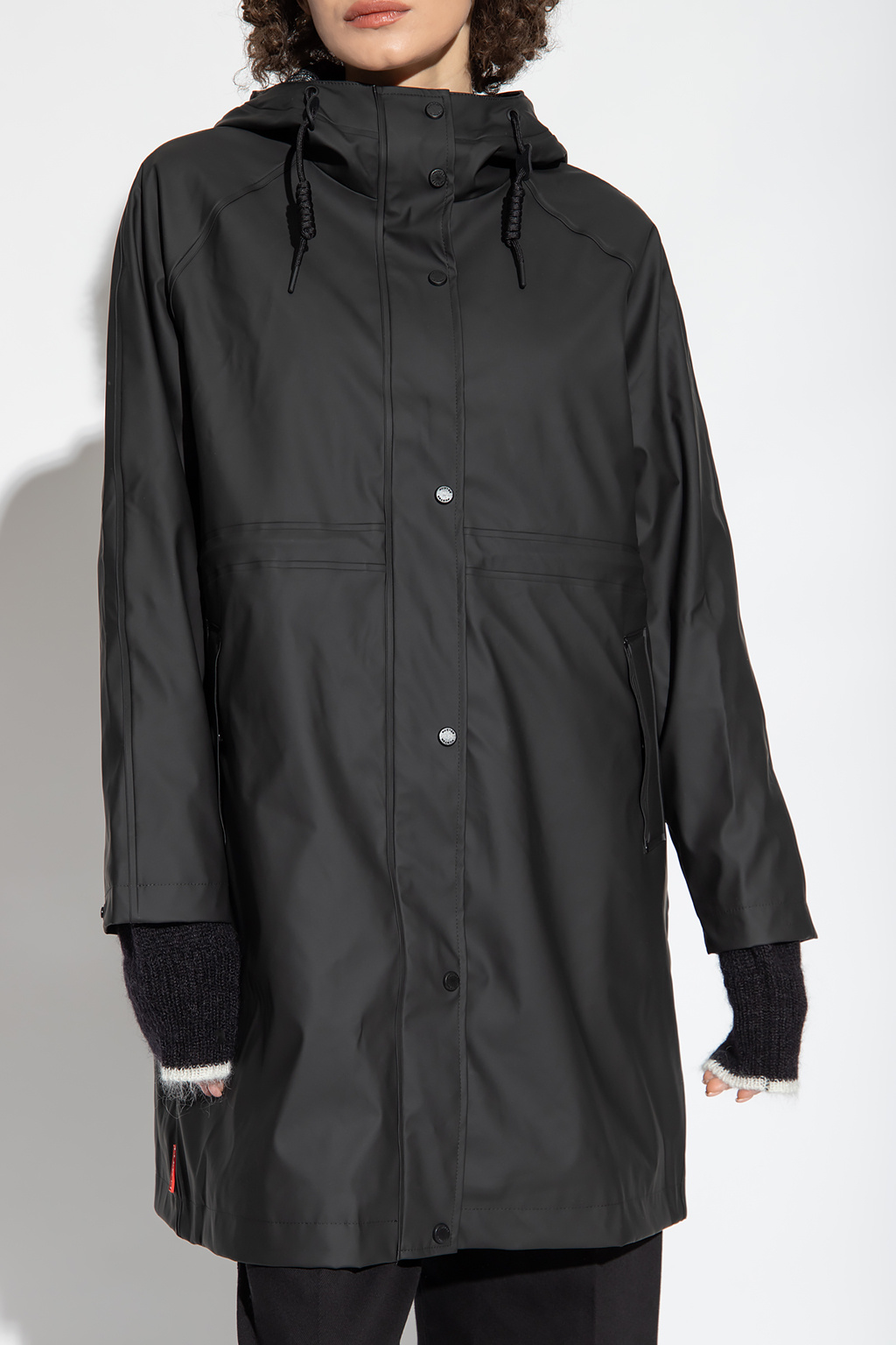 Short black outlet raincoat